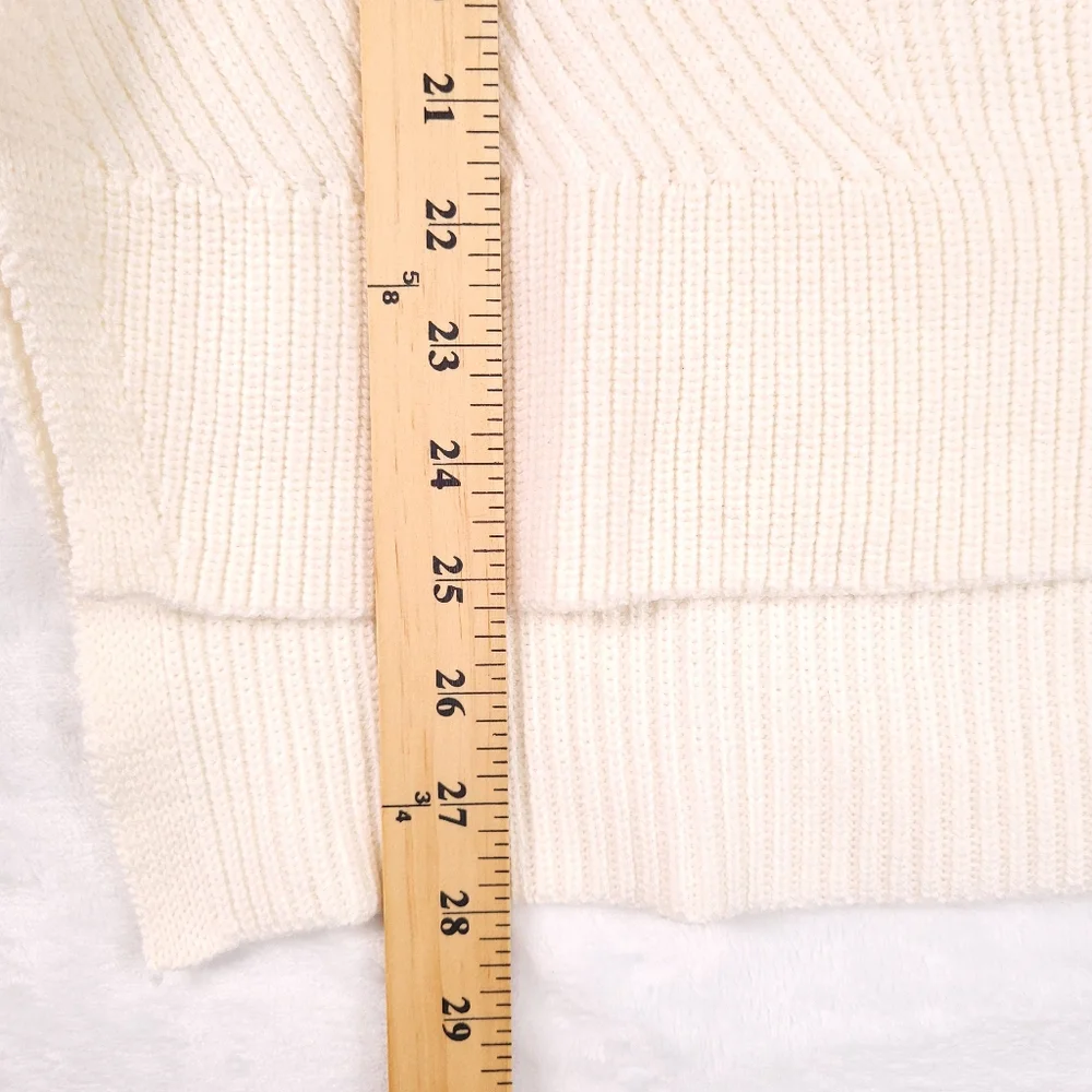 Athleta Merino Wool Blend Off White Cream High Low Knit Sweater Women S